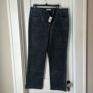 NWT LOFT gray corduroy straight leg pants size 32 or 14.